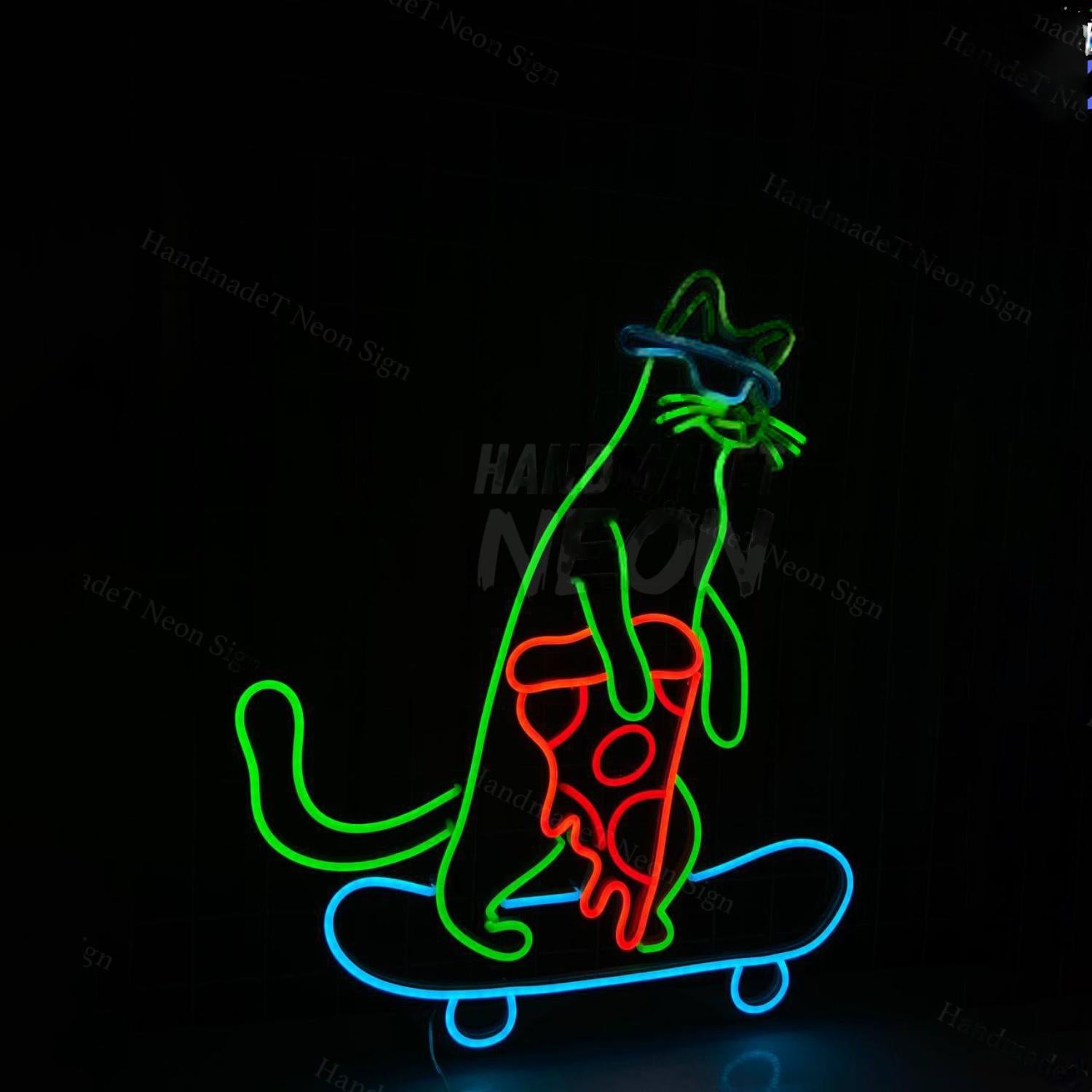 Skateboard Cat Player Led Sign | Shineneon