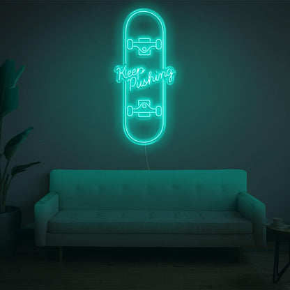 Skateboard Keep Pushing Warm Yellow Led Neon Sign For Home Studio Decor | Shineneon