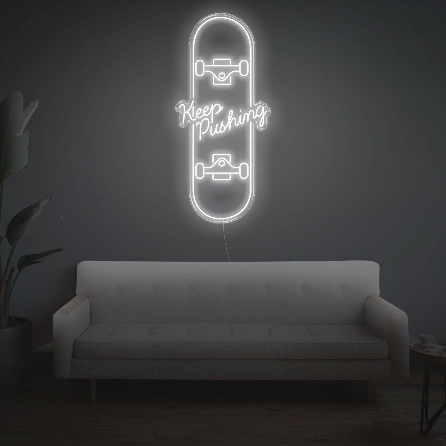 Skateboard Keep Pushing Warm Yellow Led Neon Sign For Home Studio Decor | Shineneon