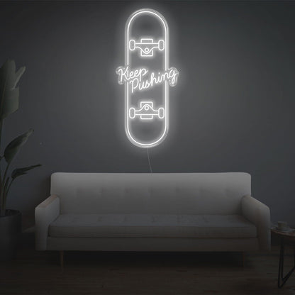 Skateboard Keep Pushing Warm Yellow Led Neon Sign For Home Studio Decor | Shineneon
