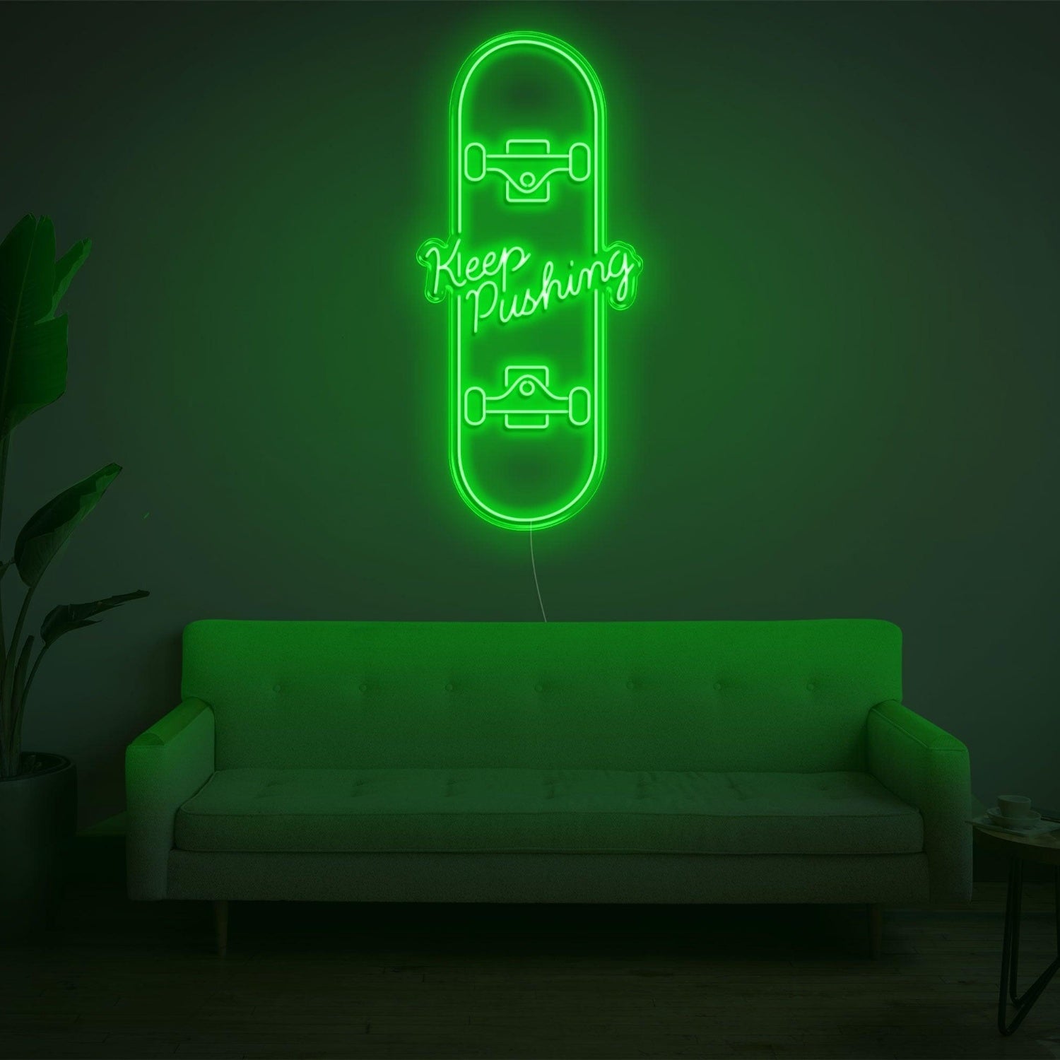 Skateboard Keep Pushing Warm Yellow Led Neon Sign For Home Studio Decor | Shineneon
