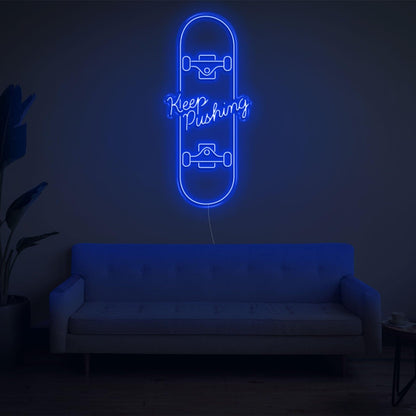 Skateboard Keep Pushing Warm Yellow Led Neon Sign For Home Studio Decor | Shineneon