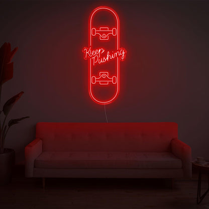 Skateboard Keep Pushing Warm Yellow Led Neon Sign For Home Studio Decor | Shineneon