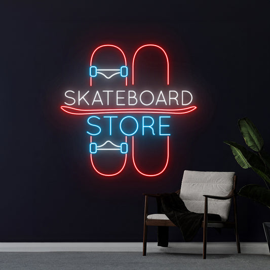 Skateboard Store Neon Sign