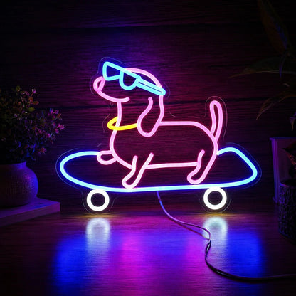 Skateboarding Dachshund LED Neon Sign - Shineneon