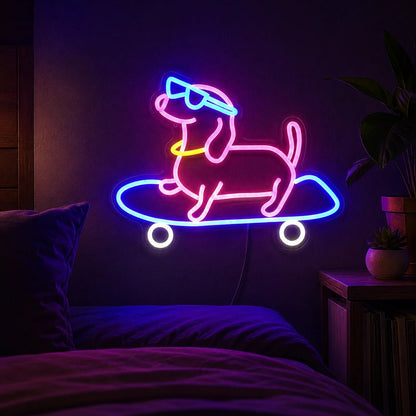 Skateboarding Dachshund LED Neon Sign - Shineneon