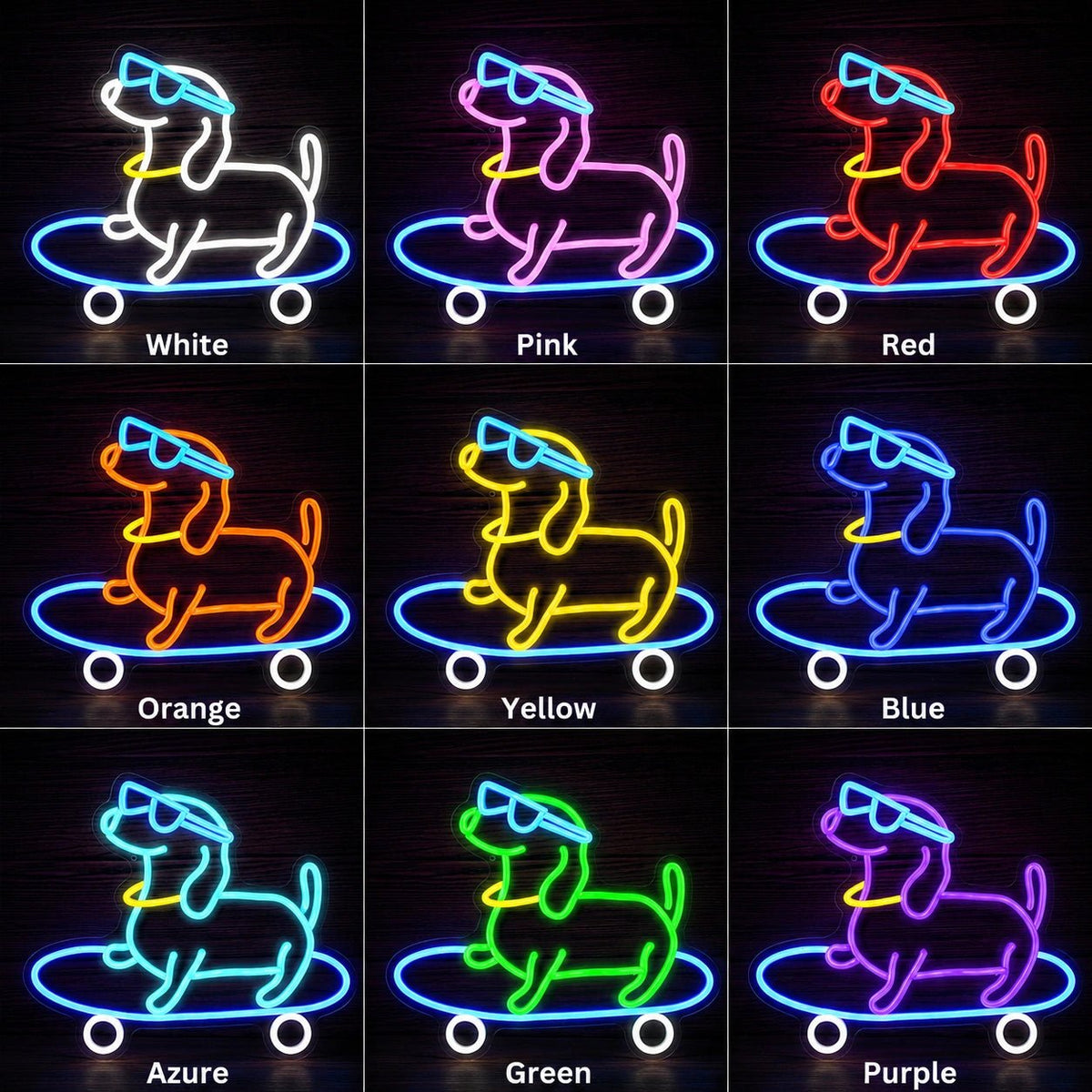 Skateboarding Dachshund LED Neon Sign - Shineneon