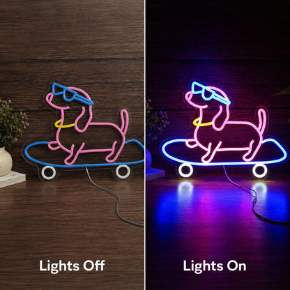Skateboarding Dachshund LED Neon Sign - Shineneon