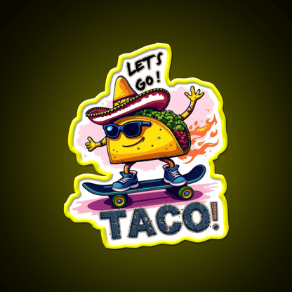 Skateboarding Taco Funny Taco Led Neon Sign Mexican Food Sign Rgb Color - Shineneon