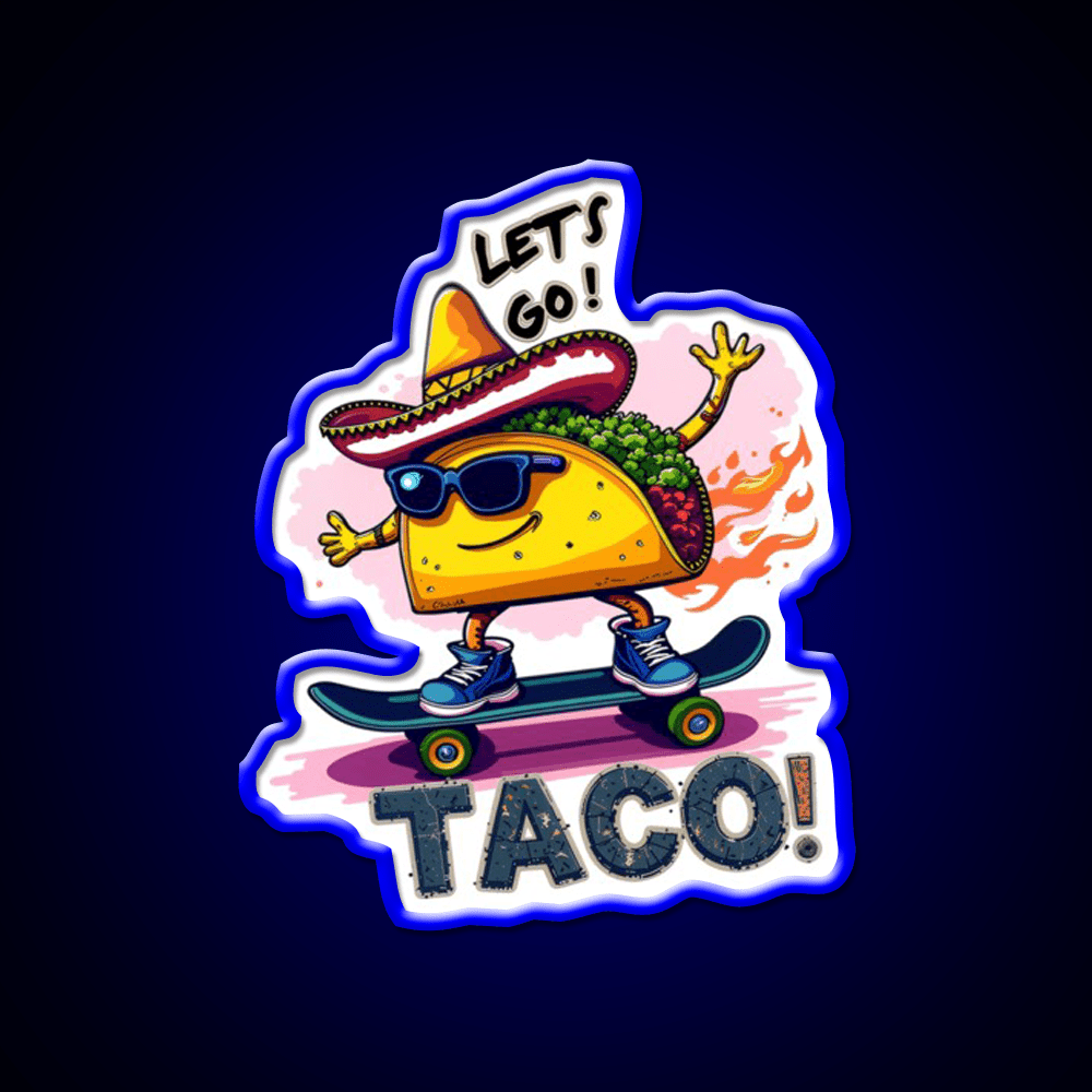Skateboarding Taco Funny Taco Led Neon Sign Mexican Food Sign Rgb Color - Shineneon