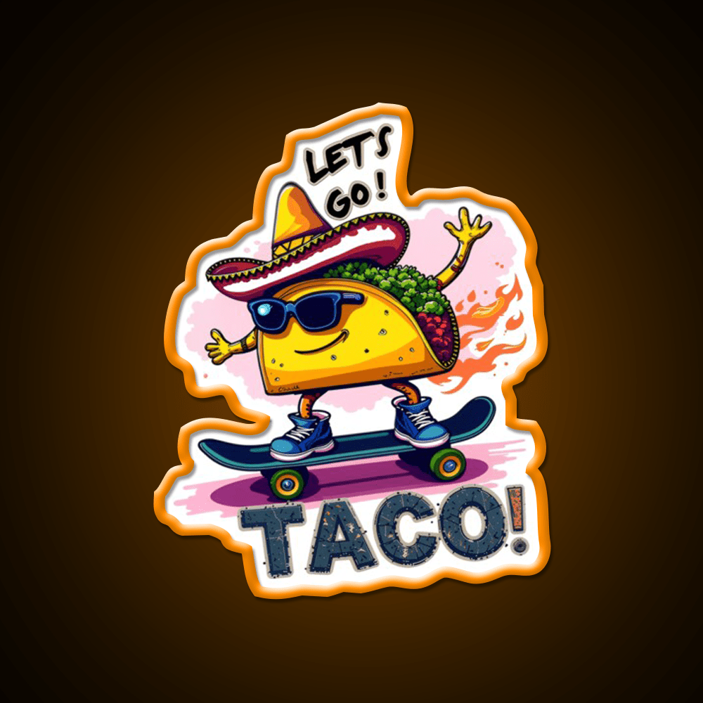 Skateboarding Taco Funny Taco Led Neon Sign Mexican Food Sign Rgb Color - Shineneon