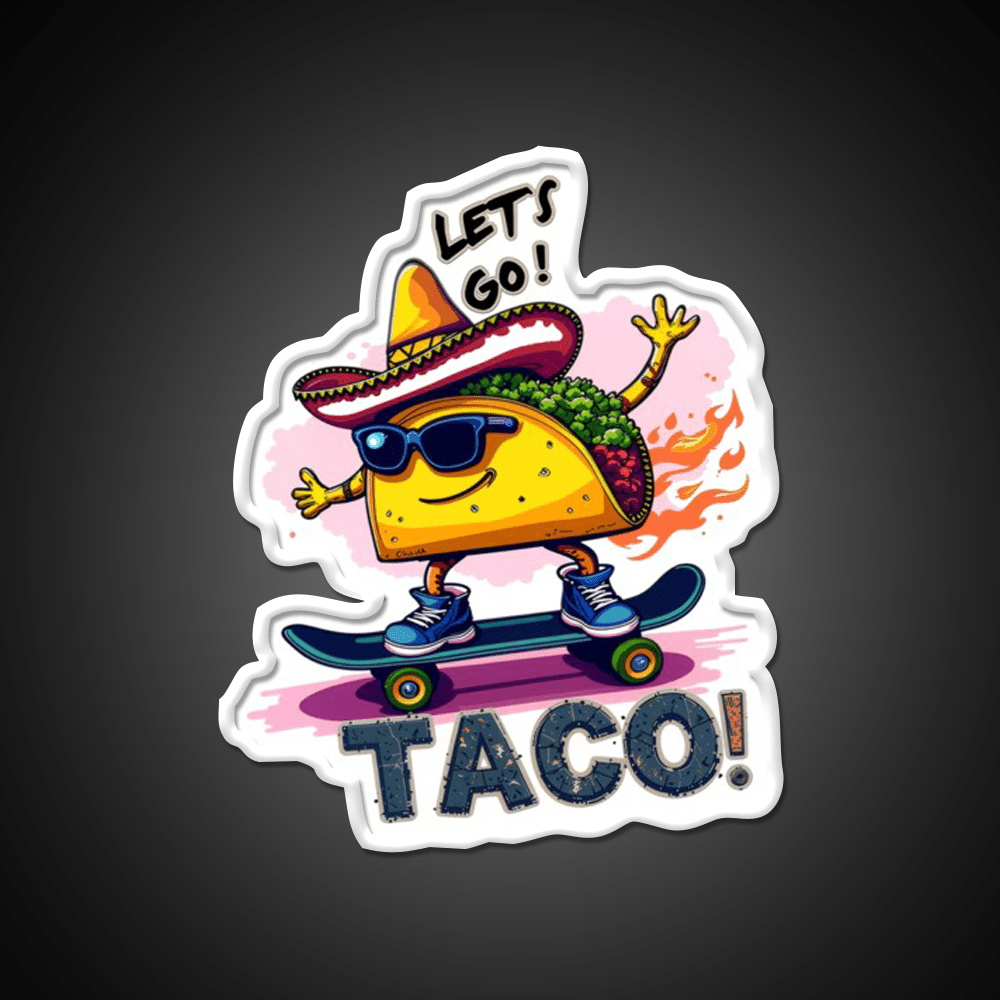 Skateboarding Taco Funny Taco Led Neon Sign Mexican Food Sign Rgb Color - Shineneon