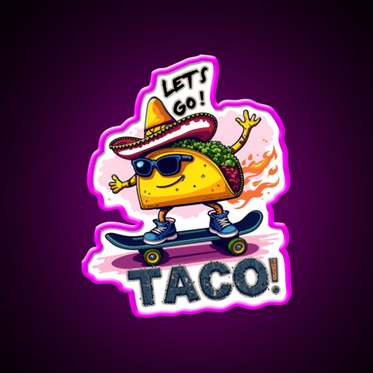 Skateboarding Taco Funny Taco Led Neon Sign Mexican Food Sign Rgb Color - Shineneon