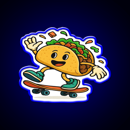 Skateboarding Taco Led Neon Sign Mexican Food Sign Rgb Color - Shineneon