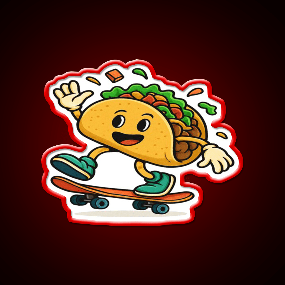 Skateboarding Taco Led Neon Sign Mexican Food Sign Rgb Color - Shineneon