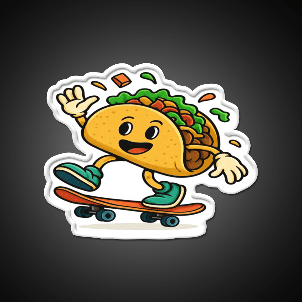 Skateboarding Taco Led Neon Sign Mexican Food Sign Rgb Color - Shineneon