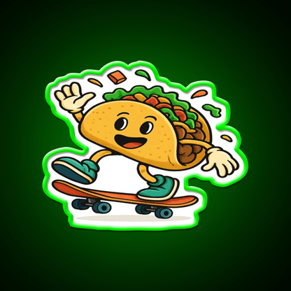 Skateboarding Taco Led Neon Sign Mexican Food Sign Rgb Color - Shineneon