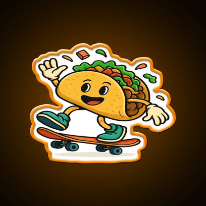 Skateboarding Taco Led Neon Sign Mexican Food Sign Rgb Color - Shineneon