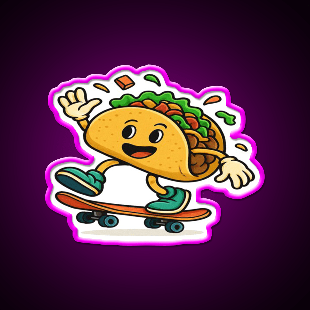 Skateboarding Taco Led Neon Sign Mexican Food Sign Rgb Color - Shineneon