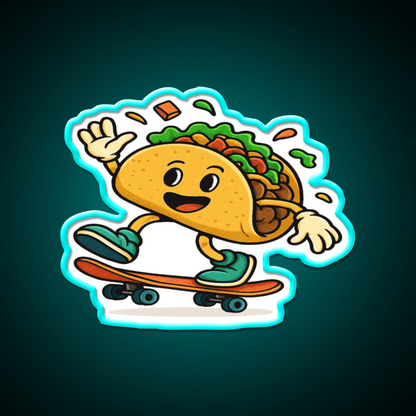 Skateboarding Taco Led Neon Sign Mexican Food Sign Rgb Color - Shineneon