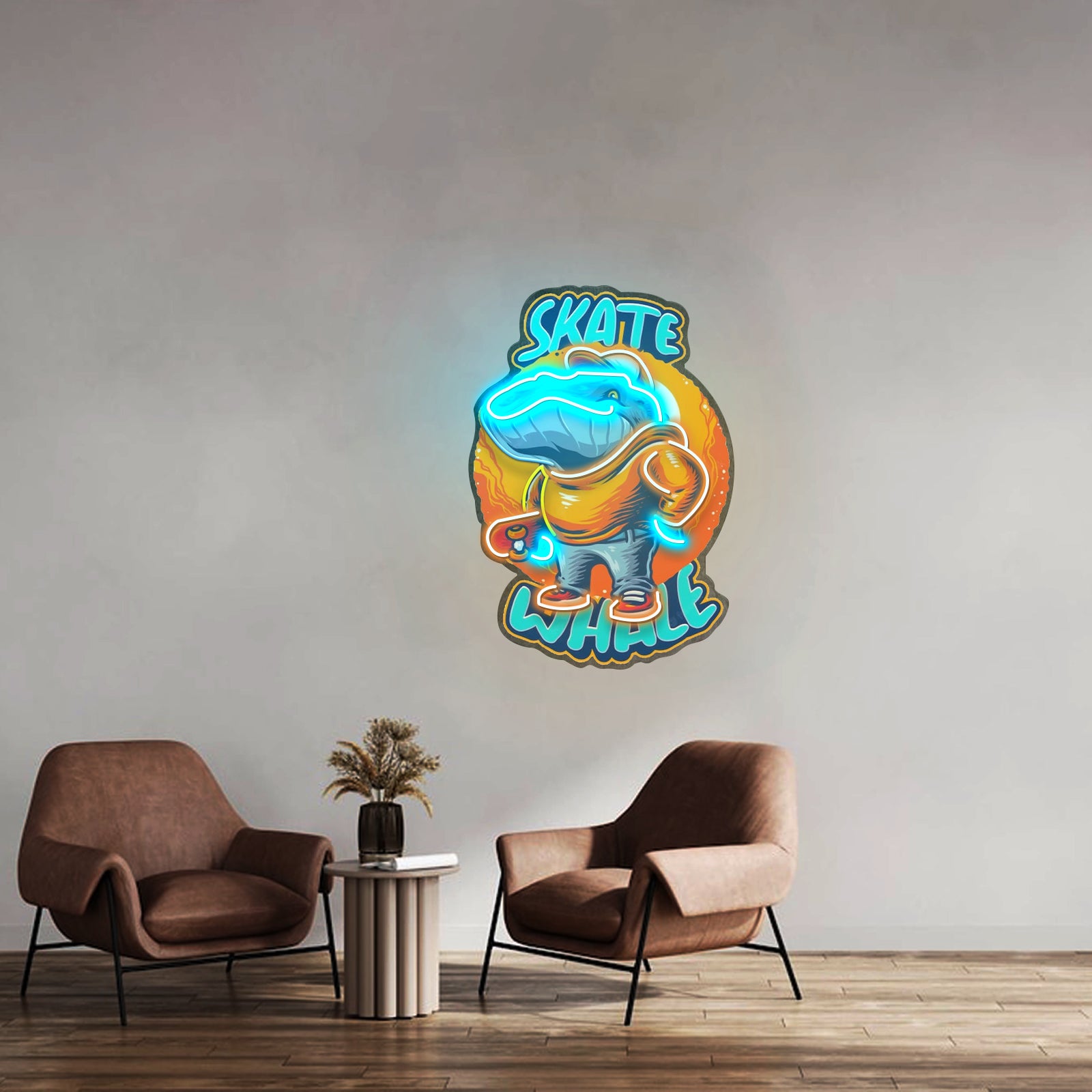 Skater Whale Led Neon Sign Light Custom Led Signs
