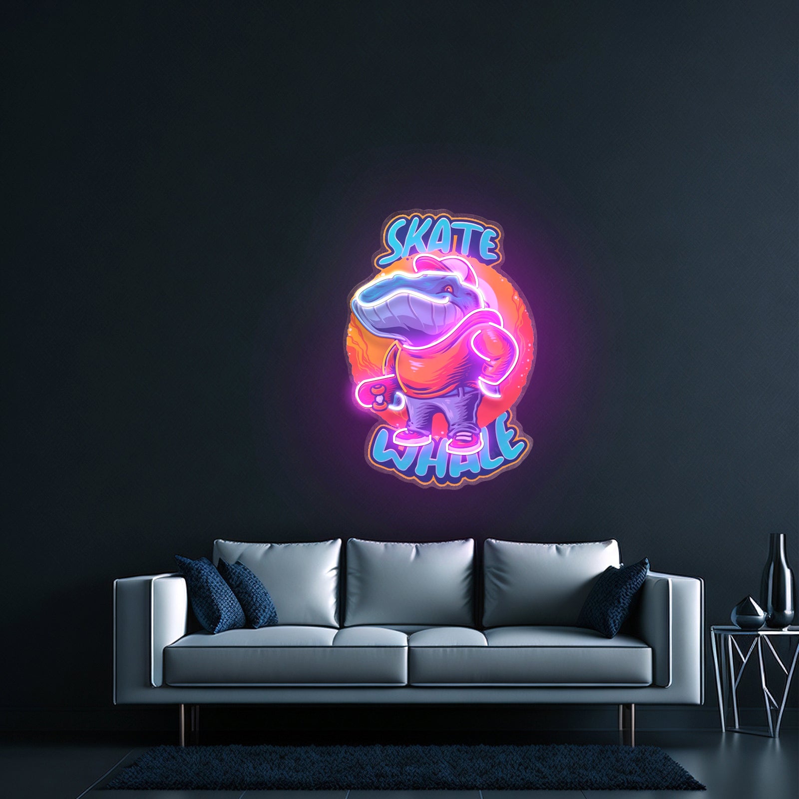 Skater Whale Led Neon Sign Light Custom Led Signs