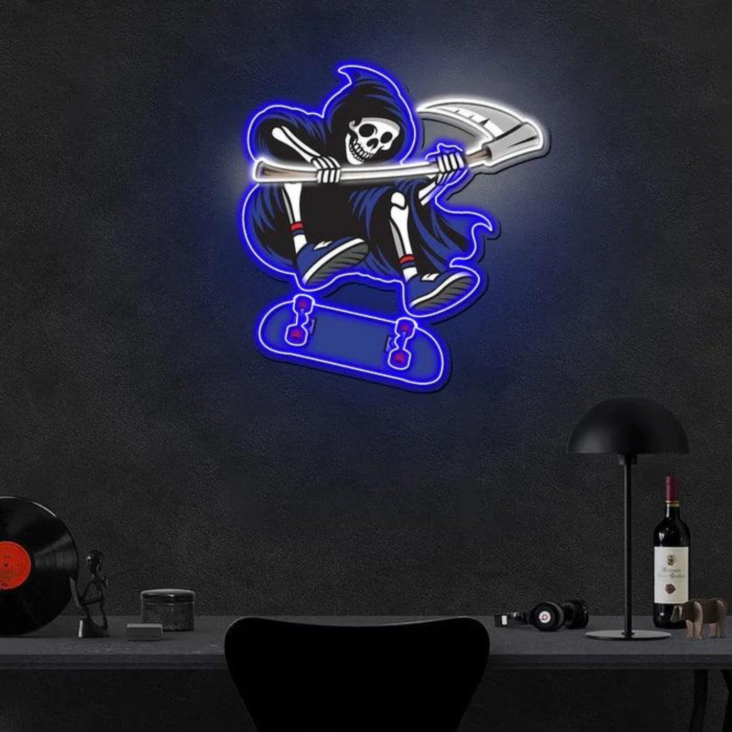 Skating Reaper Blue-White-Red Led Neon Sign For Indoor Wall Art | Shineneon