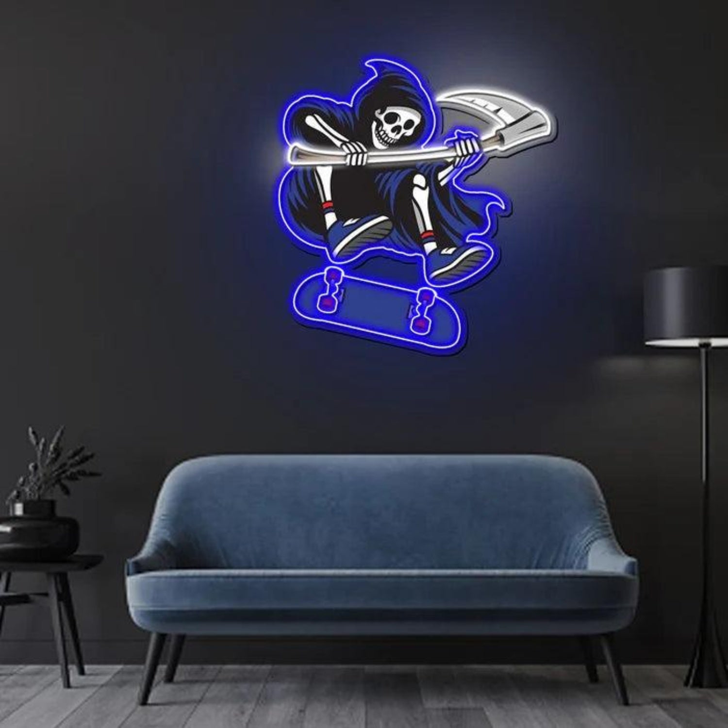 Skating Reaper Blue-White-Red Led Neon Sign For Indoor Wall Art | Shineneon