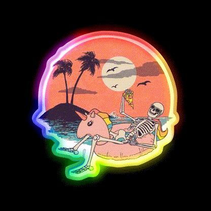 Skeleton Chill Sunset Fast Food Led Neon Sign For Burger Place Rgb Color - LED neon sign close-up detail