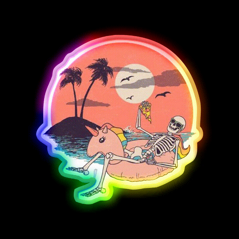 Skeleton Chill Sunset Fast Food Led Neon Sign For Burger Place Rgb Color - LED neon sign close-up detail