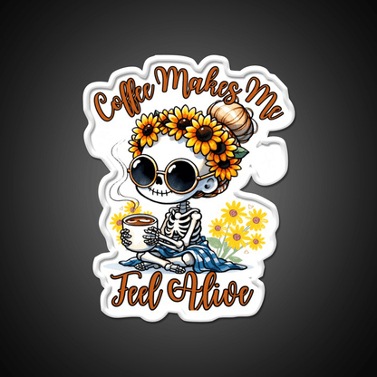 Skeleton Coffee Makes Me Feel Alive Cafe Led Neon Sign Espresso Bar Art Rgb Color - Shineneon