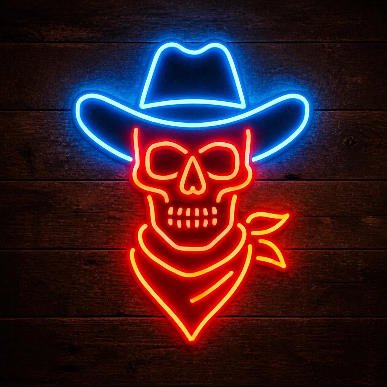 Skeleton Cowboy Hat Scarf Vintage LED Neon Sign - Shineneon