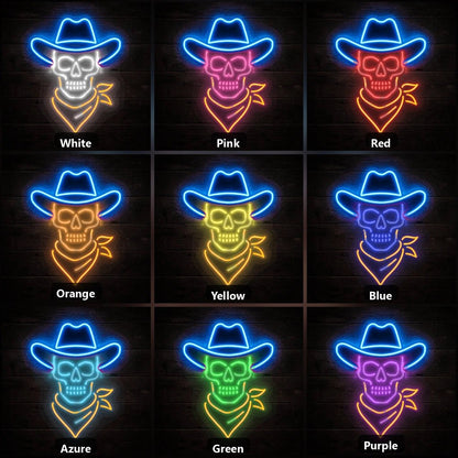 Skeleton Cowboy Hat Scarf Vintage LED Neon Sign - Shineneon