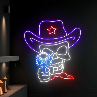 Skeleton Cowboy Shooting Led Neon Sign | Shineneon