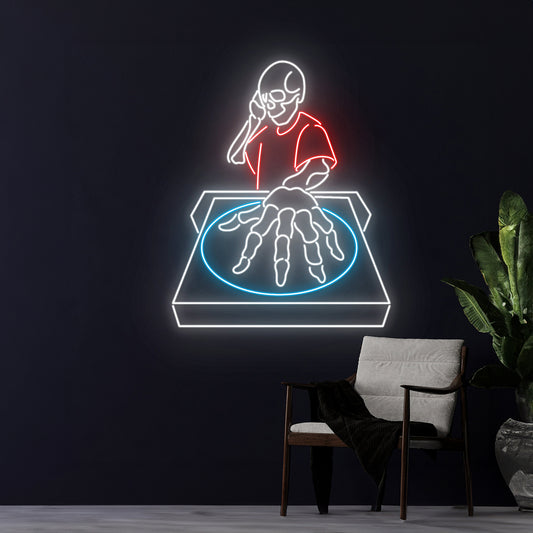 Skeleton Dj Neon Sign