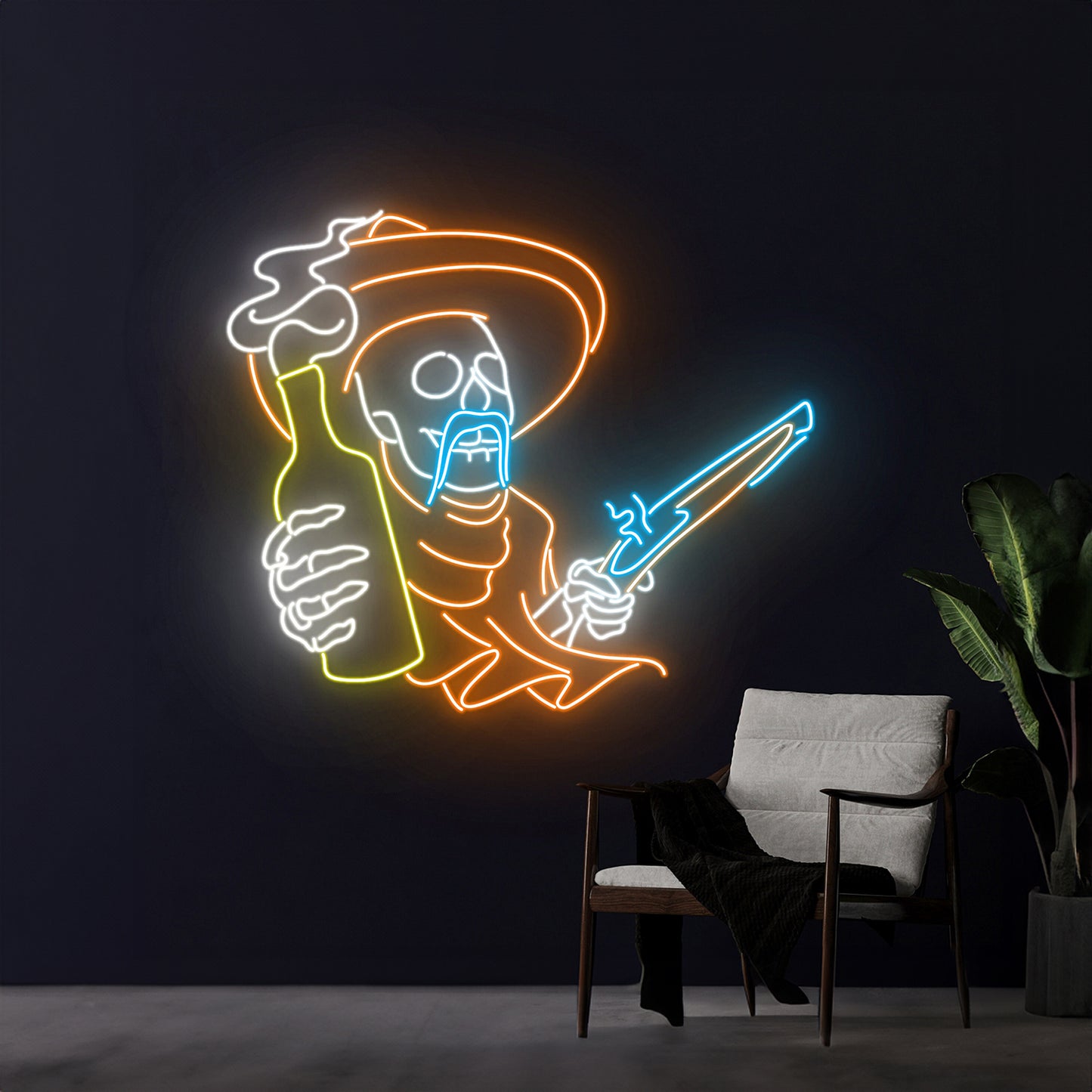 Skeleton Drinking Neon Light