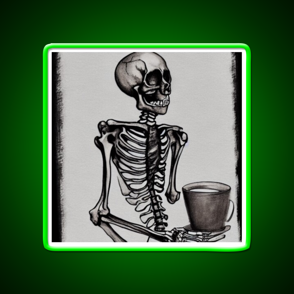 Skeleton Drinks Coffee Seasons Cafe Led Neon Sign Espresso Bar Art Rgb Color
