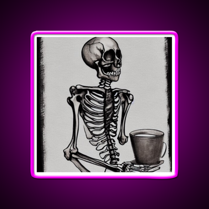 Skeleton Drinks Coffee Seasons Cafe Led Neon Sign Espresso Bar Art Rgb Color