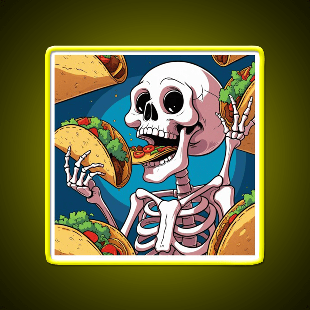 Skeleton Eating Taco Led Neon Sign Mexican Food Sign Rgb Color - Shineneon