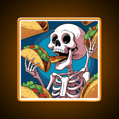 Skeleton Eating Taco Led Neon Sign Mexican Food Sign Rgb Color - Shineneon