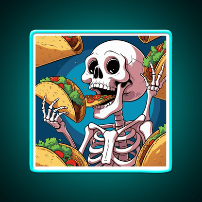 Skeleton Eating Taco Led Neon Sign Mexican Food Sign Rgb Color - Shineneon
