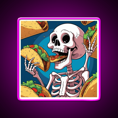 Skeleton Eating Taco Led Neon Sign Mexican Food Sign Rgb Color - Shineneon