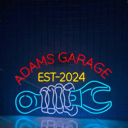 Skeleton Garage Led Neon Sign Papas Garage Workshop Wall Decor | Shineneon