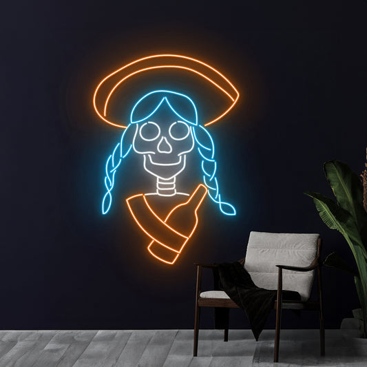 Skeleton Girl Neon Light