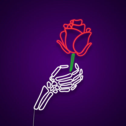 Skeleton Hand Holding Rose Neon Sign | Shineneon