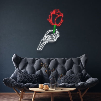 Skeleton Hand Holding Rose Neon Sign | Shineneon