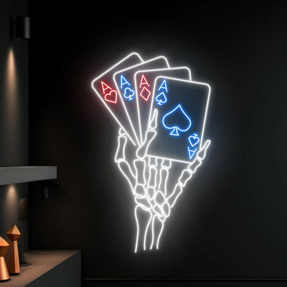 Skeleton Playing Poker Led Neon Sign Poker Decor | Shineneon