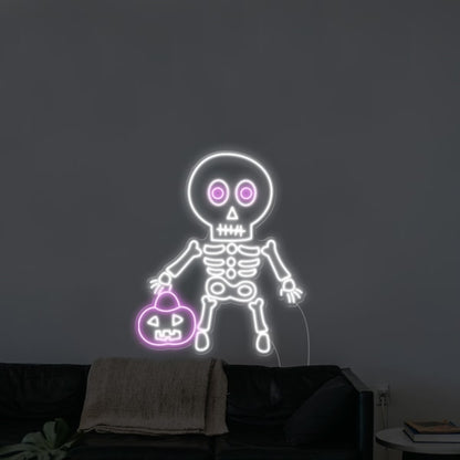 Skeleton Pumpkin Halloween Led Neon Sign Wall Art | Shineneon