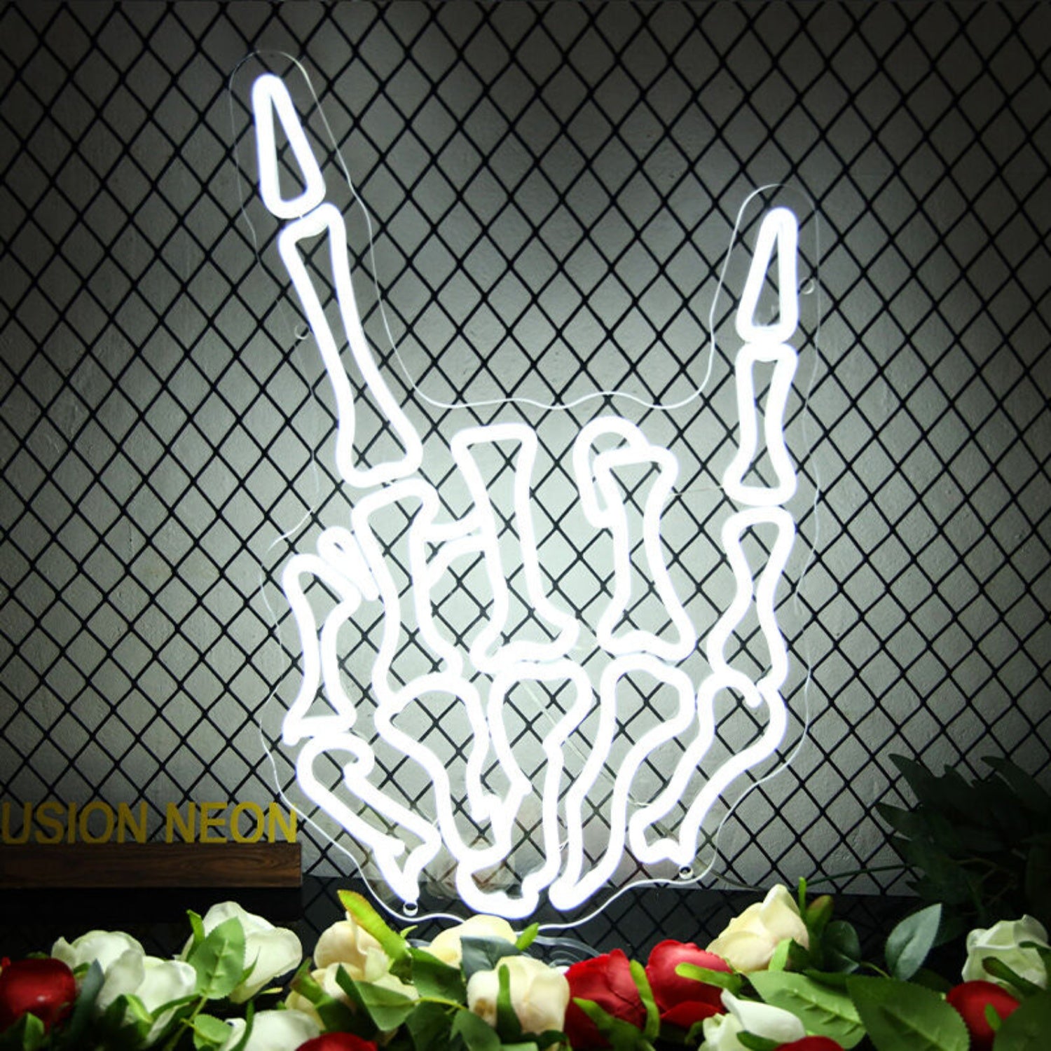 Skeleton Rock Hand Neon Sign For Edgy And Unique Decor | Shineneon