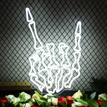 Skeleton Rock Hand Neon Sign For Edgy And Unique Decor | Shineneon